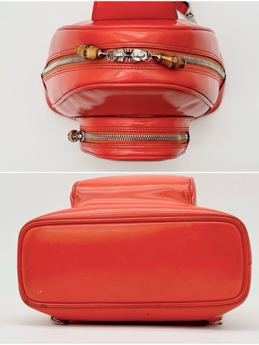 GUCCI Vintage Red Patent Leather Mini Bamboo Backpack | Made in Italy - Picture 6 of 11